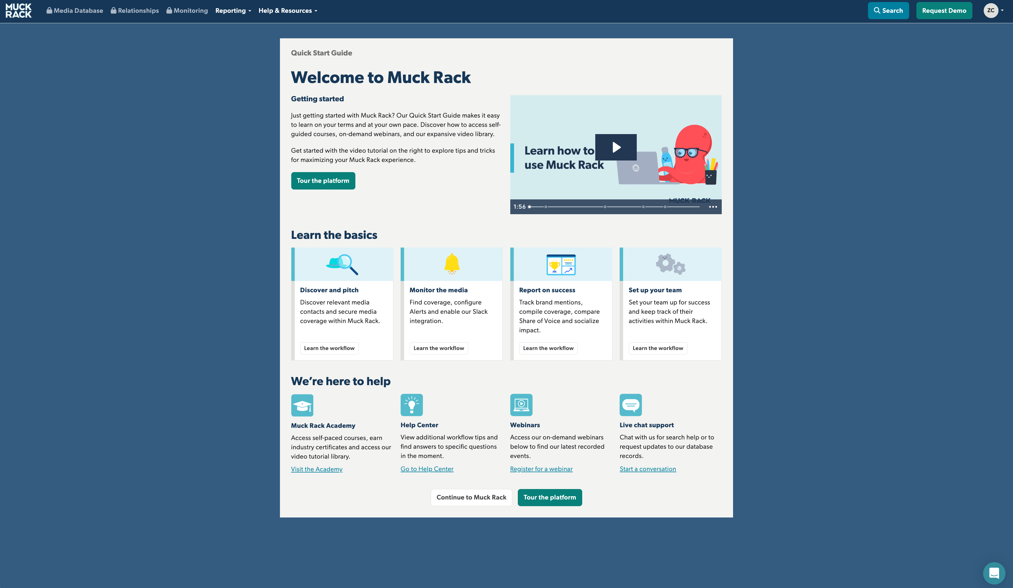 Quick Start guide threaded into the onboarding experience